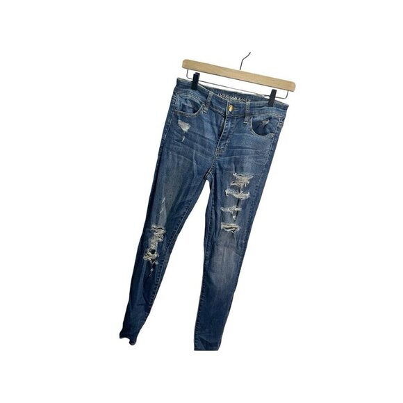 American Eagle Outfitters Jegging Jeans Women 4 Blue Denim Super-Stretch Hi-Rise - Picture 2 of 5